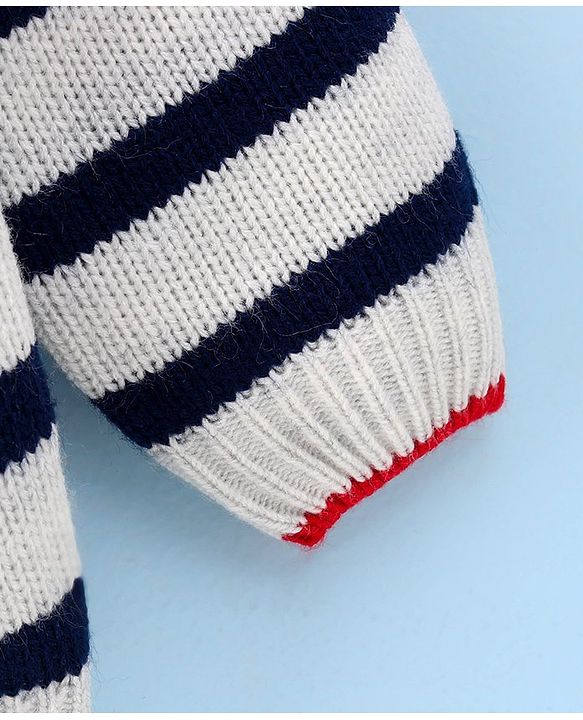 Babyhug Full Sleeves Pullover Sweater Stripes - White