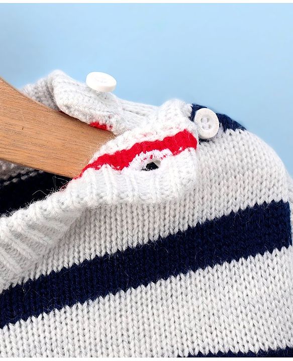 Babyhug Full Sleeves Pullover Sweater Stripes - White