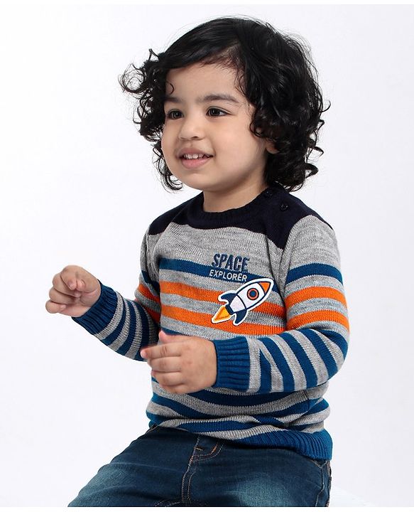 Babyhug Full Sleeves Sweater Striped - Multicolor