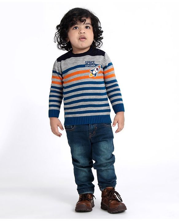 Babyhug Full Sleeves Sweater Striped - Multicolor