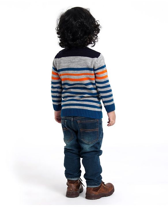 Babyhug Full Sleeves Sweater Striped - Multicolor