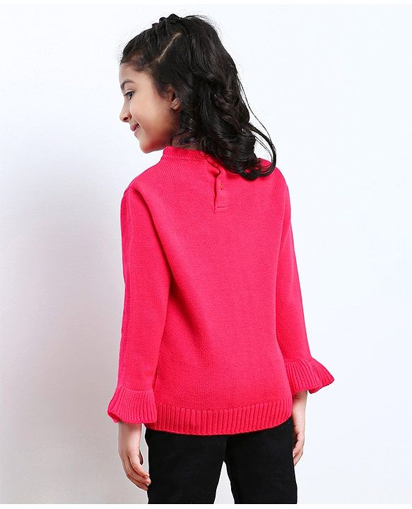 Babyhug Full Sleeves Pullover Sequins Sweater - Pink