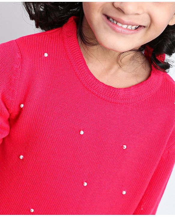 Babyhug Full Sleeves Pullover Sequins Sweater - Pink