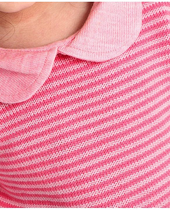 Babyhug Full Sleeves Sweater Striped - Pink