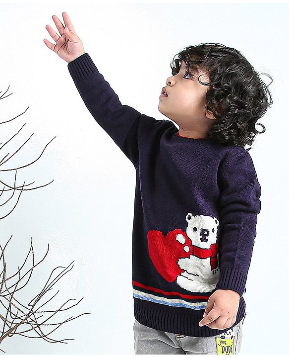 Babyhug Full Sleeves Sweater - Blue