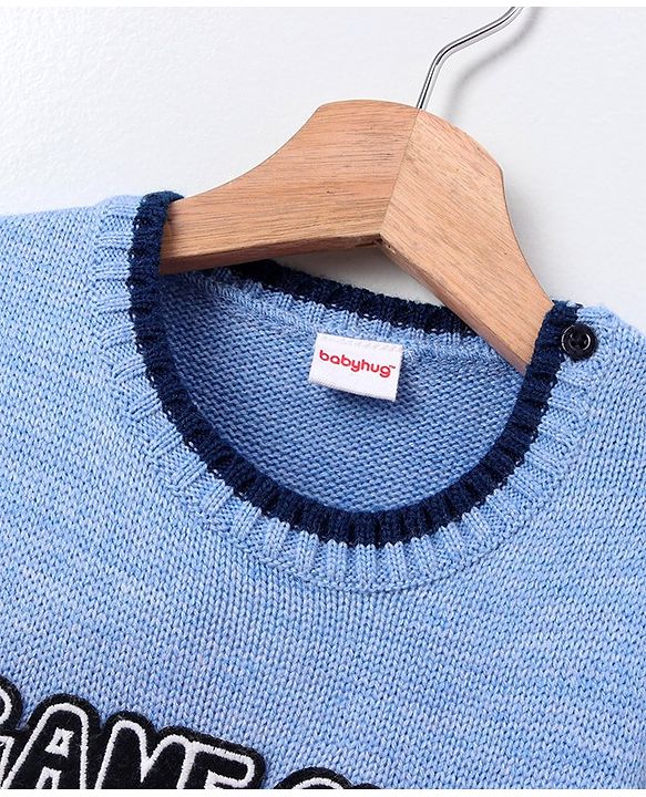 Babyhug Full Sleeves Color Block Sweater - Blue Yellow