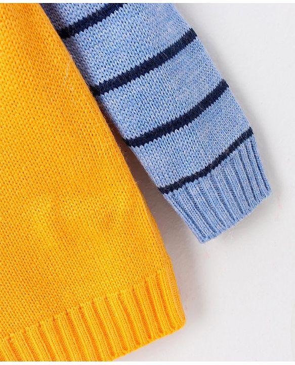 Babyhug Full Sleeves Color Block Sweater - Blue Yellow