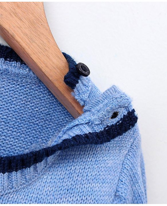 Babyhug Full Sleeves Color Block Sweater - Blue Yellow