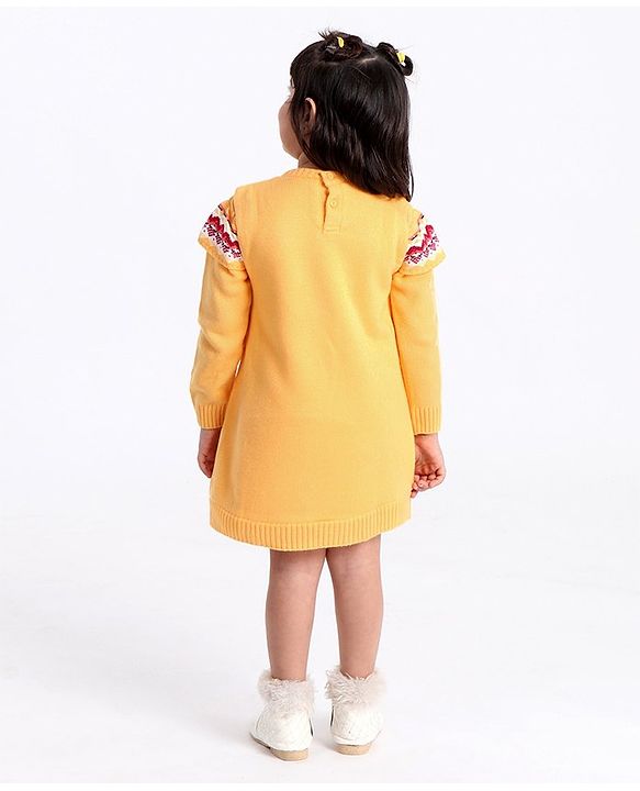 Babyhug Full Sleeves Woollen Sweater Dress  - Sweater