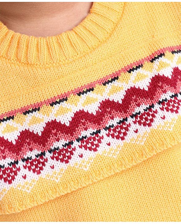 Babyhug Full Sleeves Woollen Sweater Dress  - Sweater