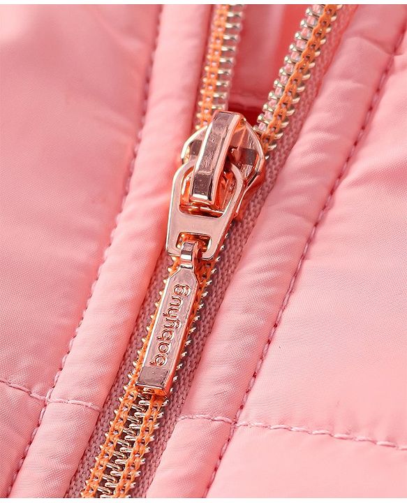 Babyhug Full Sleeves Quilted Hooded Jacket Star Patch - Pink