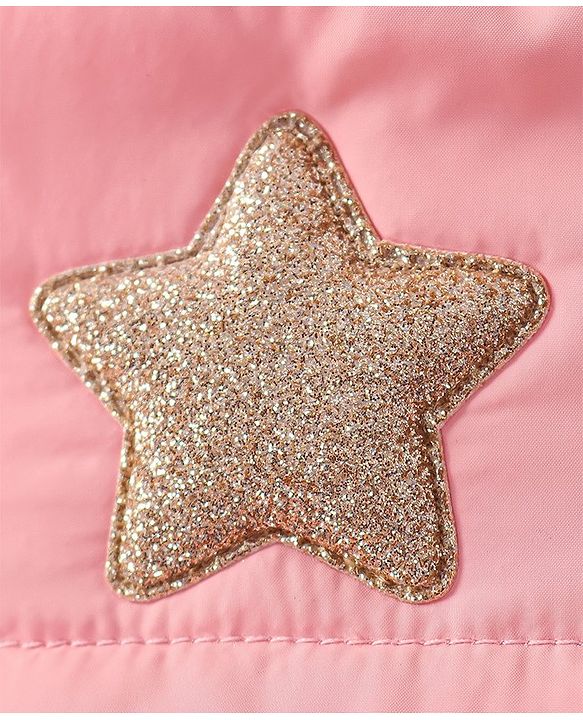 Babyhug Full Sleeves Quilted Hooded Jacket Star Patch - Pink