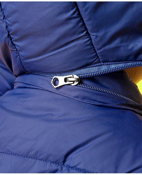 Babyhug Full Sleeves Hooded Padded Jacket - Navy Blue