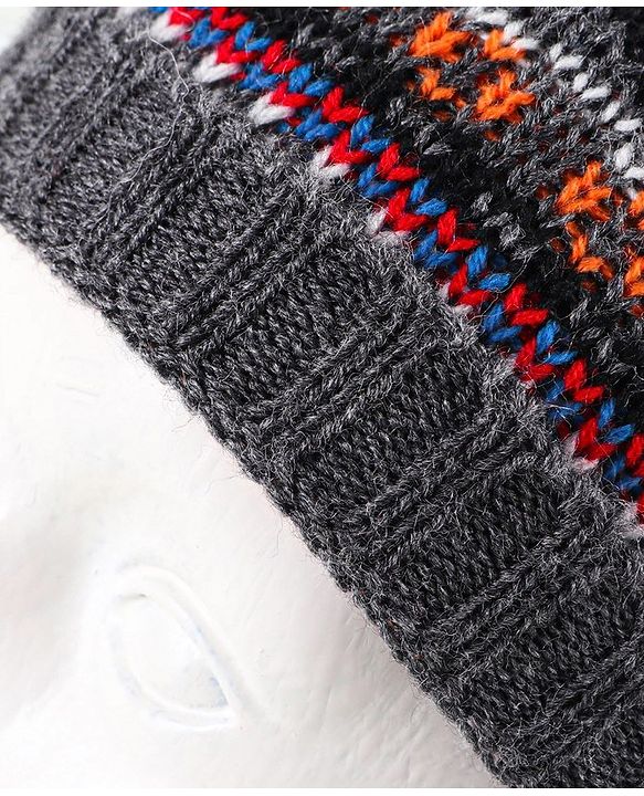 Babyhug Woollen Cap & Muffler Grey - Cap Diameter 10.5 cm