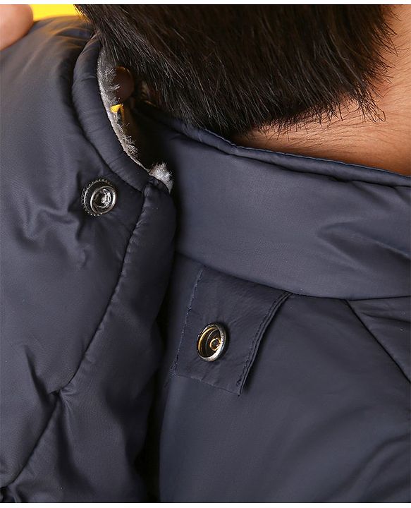 Babyhug Full Sleeves Jacket With Hood - Blue