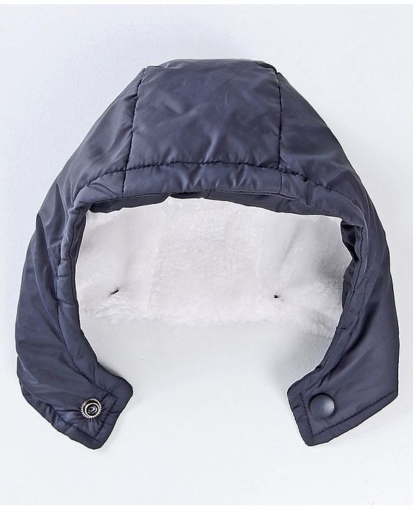 Babyhug Full Sleeves Jacket With Hood - Blue