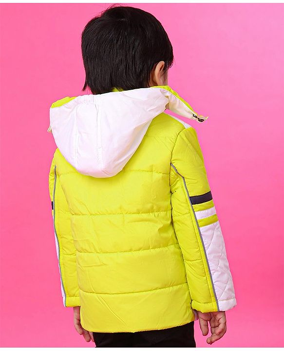 Babyhug Full Sleeves Hooded Padded Jacket Numeric 10 Patch - Green White