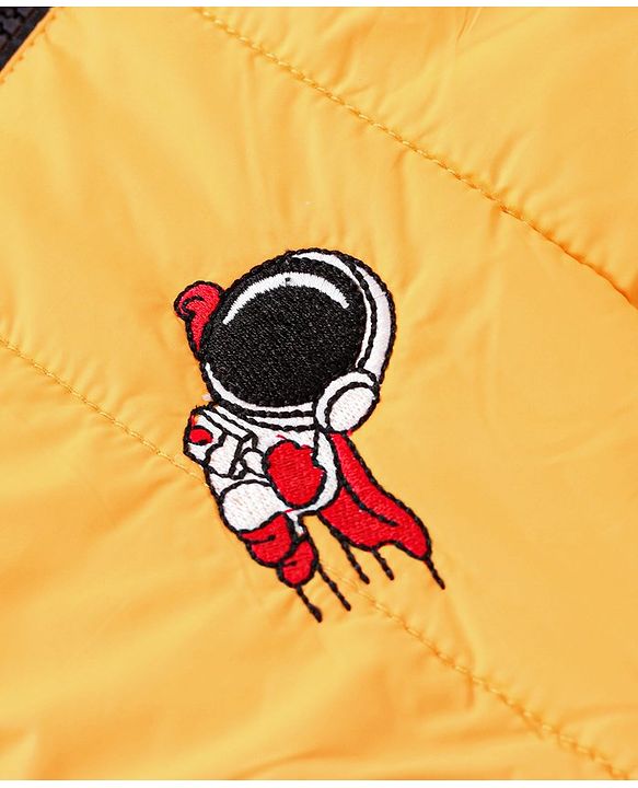 Babyhug Full Sleeves Hooded Jacket Superhero Patch  - Yellow