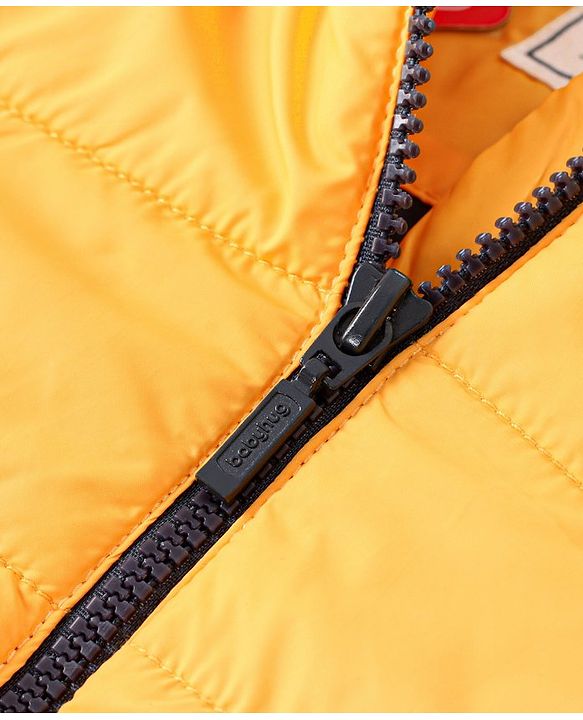 Babyhug Full Sleeves Hooded Jacket Superhero Patch  - Yellow