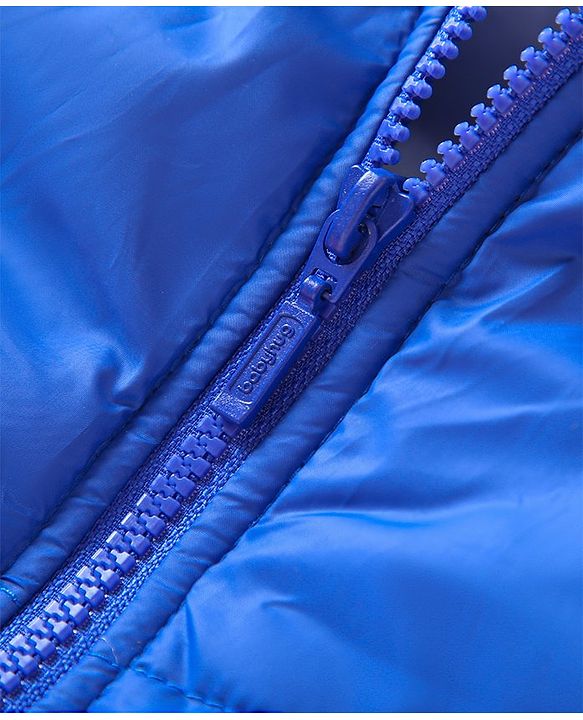 Babyhug Full Sleeves Jacket With Hood - Blue Orange