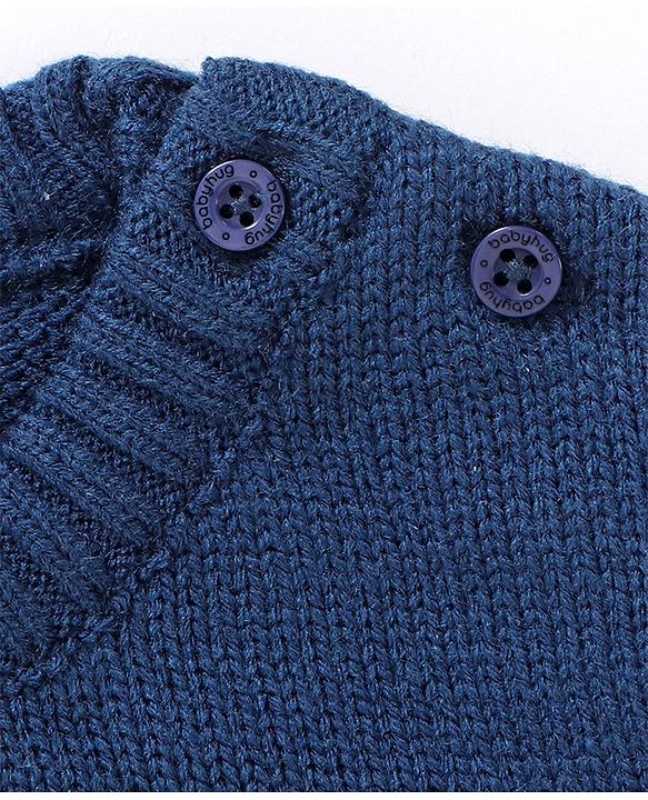 Babyhug Full Sleeves Pullover Sweater Bear Print - Navy