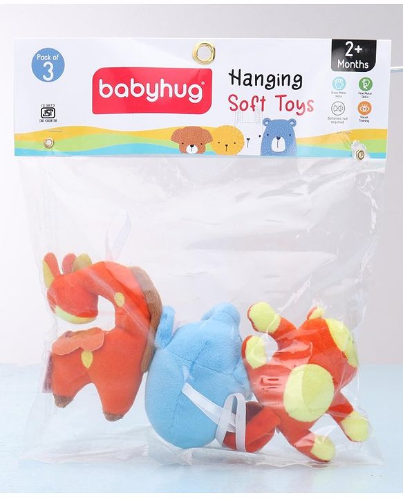 Babyhug Hanging Soft Toys Pack of 3 - Multicolour