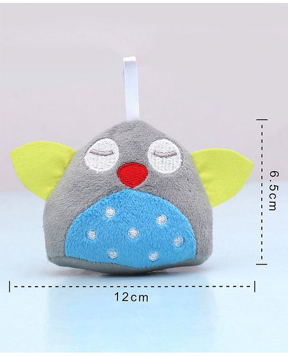 Babyhug Elephant & Owl  Clip On Soft Toys Pack of 2 Grey - Height 6.5 cm