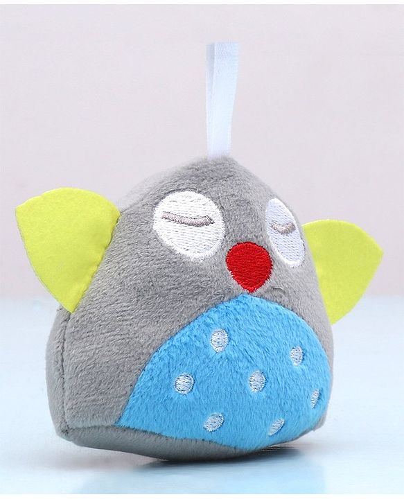 Babyhug Elephant & Owl  Clip On Soft Toys Pack of 2 Grey - Height 6.5 cm