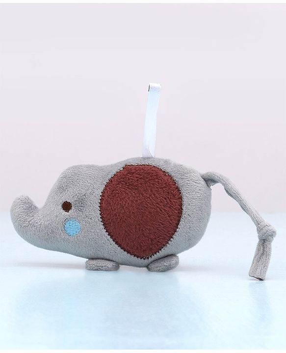 Babyhug Elephant & Owl  Clip On Soft Toys Pack of 2 Grey - Height 6.5 cm