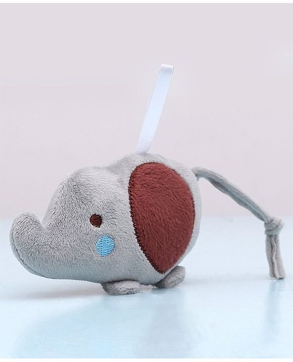 Babyhug Elephant & Owl  Clip On Soft Toys Pack of 2 Grey - Height 6.5 cm