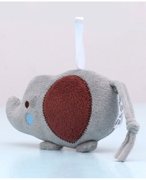 Babyhug Elephant & Owl  Clip On Soft Toys Pack of 2 Grey - Height 6.5 cm