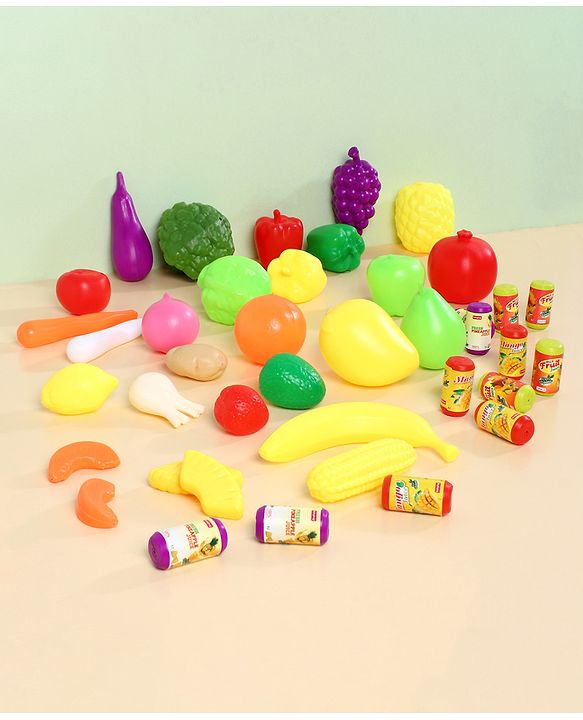 Babyhug Fruits & Vegetable Set of 40 - Multicolour | Realistic Pretend Food Collection | Teaches Healthy Eating Habits & Role-Play | Durable & Child-Safe | BIS Certified