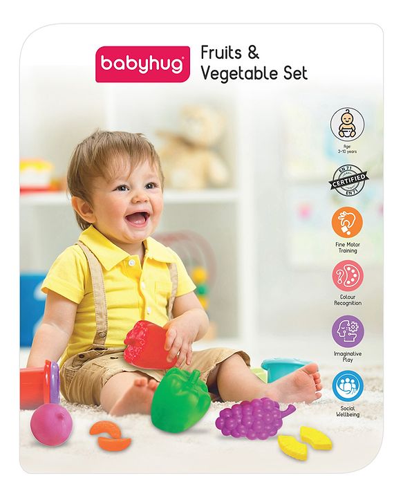 Babyhug Fruits & Vegetable Set of 40 - Multicolour | Realistic Pretend Food Collection | Teaches Healthy Eating Habits & Role-Play | Durable & Child-Safe | BIS Certified