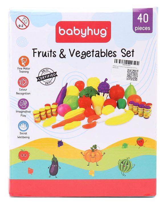 Babyhug Fruits & Vegetable Set of 40 - Multicolour | Realistic Pretend Food Collection | Teaches Healthy Eating Habits & Role-Play | Durable & Child-Safe | BIS Certified