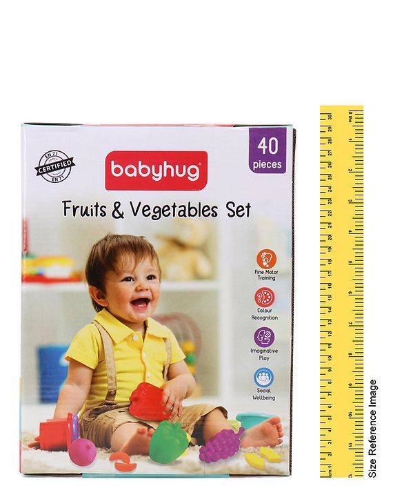 Babyhug Fruits & Vegetable Set of 40 - Multicolour | Realistic Pretend Food Collection | Teaches Healthy Eating Habits & Role-Play | Durable & Child-Safe | BIS Certified