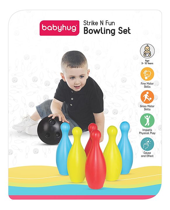 Babyhug Premium Bowling Pin Set with 6 Pins and 2 Balls|Fun Learning of Numbers & Counting| Indoor Outdoor Sports Toy for Kids| Best Gifts for 3 Years+ Kids| BIS Certified