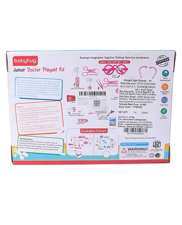 Babyhug Junior Doctor Play Set 15 Pieces - Pink