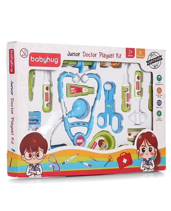 Babyhug Junior Doctor Play Set 15 Pieces - Pink | Pretend Care & Social Play | Inspires Empathy &  Imaginative Role-Play | BIS Certified