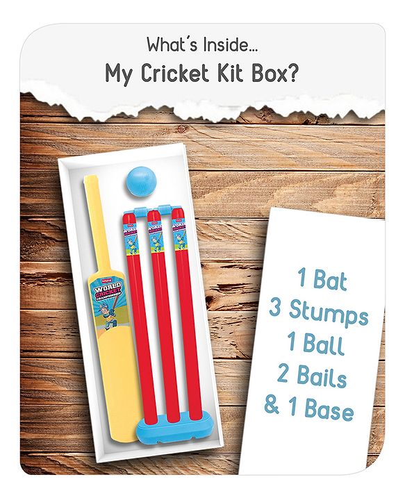 Babyhug Cricket Set - Yellow & Red with Bat, Stump, Bails, Ball & Holder | Cricket Kit for Boys and Girls | Indoor Outdoor Play | Birthday Gift |BIS Certified |