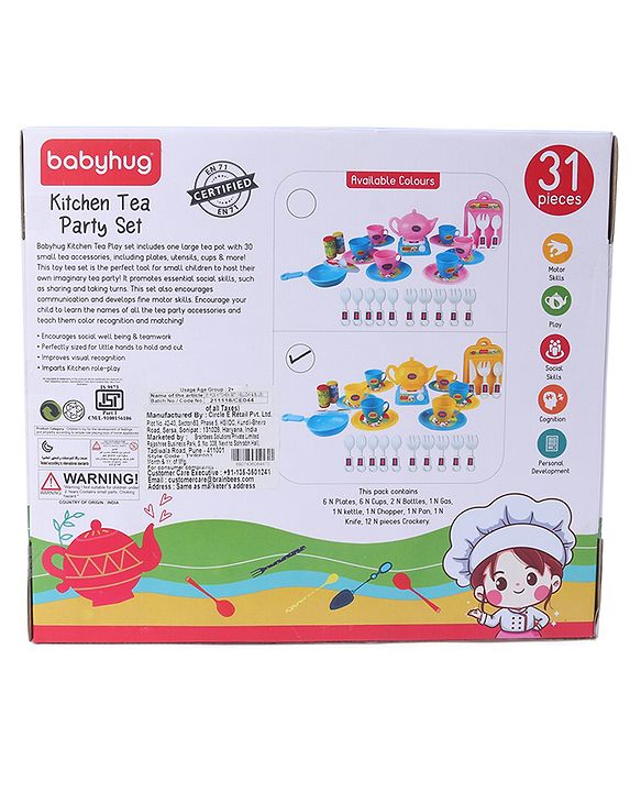Babyhug Kitchen Tea Party Toy Set of 31 - Pink | Pretend Cooking & Tea Party Playset | Sparks Social Skills & Creative Play | Vibrant  & Child-Safe | Perfect For Gifting | BIS Certified