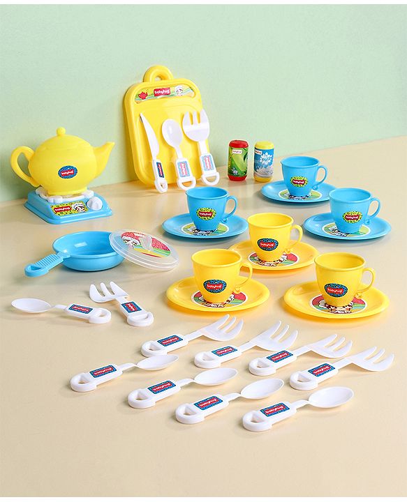 Babyhug Kitchen Tea Party Toy Set of 31 - Pink | Pretend Cooking & Tea Party Playset | Sparks Social Skills & Creative Play | Vibrant  & Child-Safe | Perfect For Gifting | BIS Certified