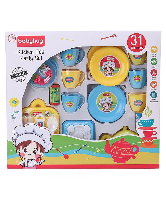 Babyhug Kitchen Tea Party Toy Set of 31 - Pink | Pretend Cooking & Tea Party Playset | Sparks Social Skills & Creative Play | Vibrant  & Child-Safe | Perfect For Gifting | BIS Certified