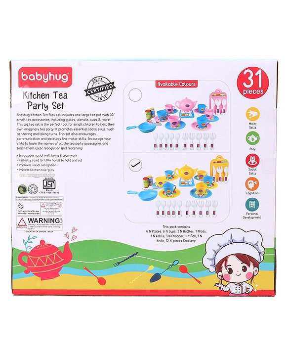Babyhug Kitchen Tea Party Toy Set of 31 - Pink | Pretend Cooking & Tea Party Playset | Sparks Social Skills & Creative Play | Vibrant  & Child-Safe | Perfect For Gifting | BIS Certified