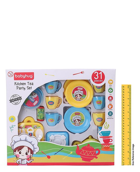 Babyhug Kitchen Tea Party Toy Set of 31 - Pink | Pretend Cooking & Tea Party Playset | Sparks Social Skills & Creative Play | Vibrant  & Child-Safe | Perfect For Gifting | BIS Certified