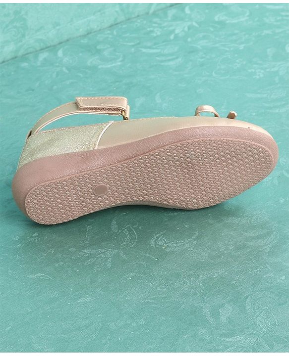 Pine Kids Party Wear Ballerinas Bow Design - Golden