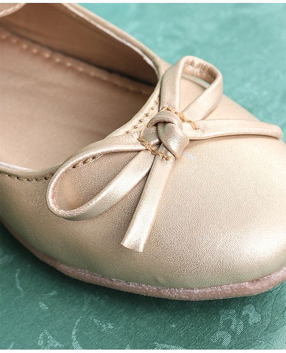 Pine Kids Party Wear Ballerinas Bow Design - Golden