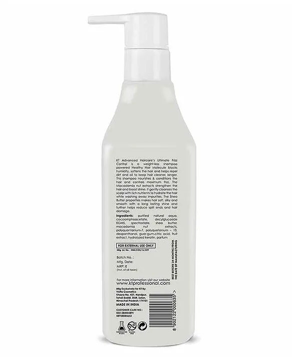 KT Professional Advanced Hair Care Ultimate Frizz Control Shampoo 250 ml  Online in India, Buy at Best Price from  - 9315107