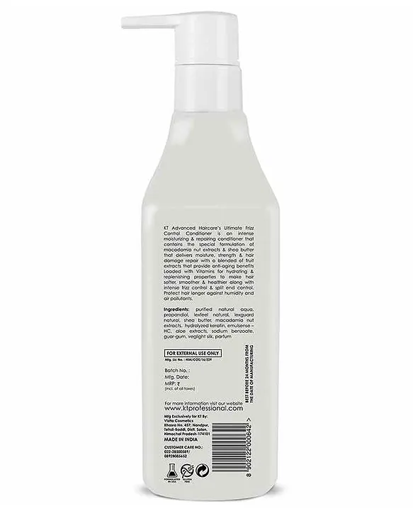 KT Professional Advanced Hair Care Ultimate Frizz Control Shampoo- 250