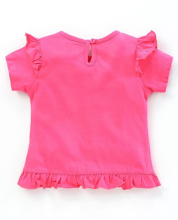 Babyhug Short Sleeves Top Kitty Print - Pink