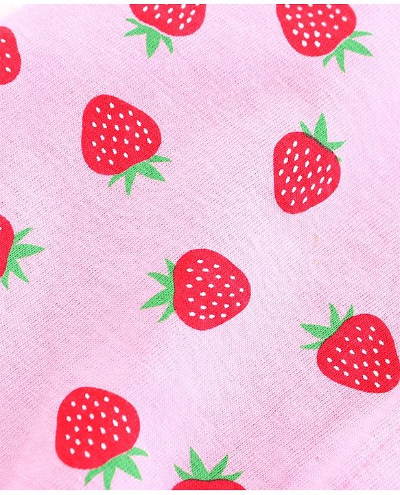 Babyhug Singlet Sleeves Tee Strawberry Print - Pink